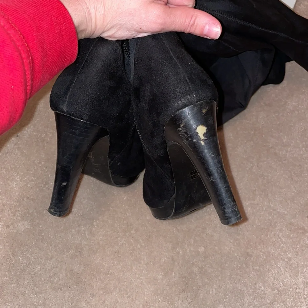 Suede over-the-knee wide calf boots
